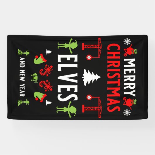 Gebäude Construction Christmas Ugly Banner (Horizontal)