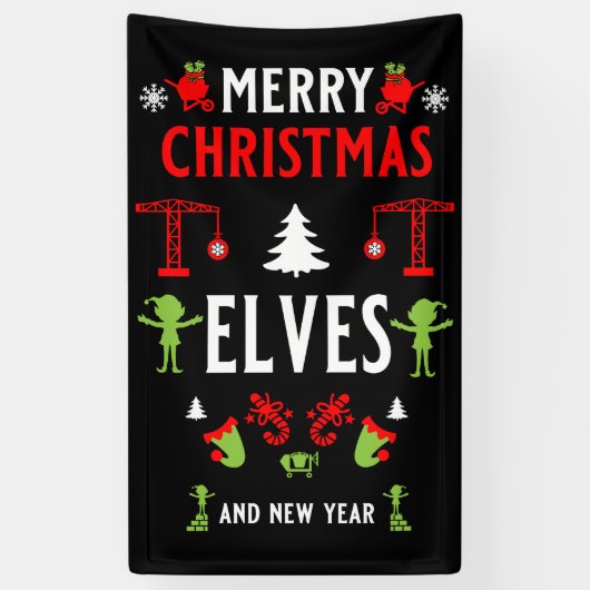 Gebäude Construction Christmas Ugly Banner (Vertikal)