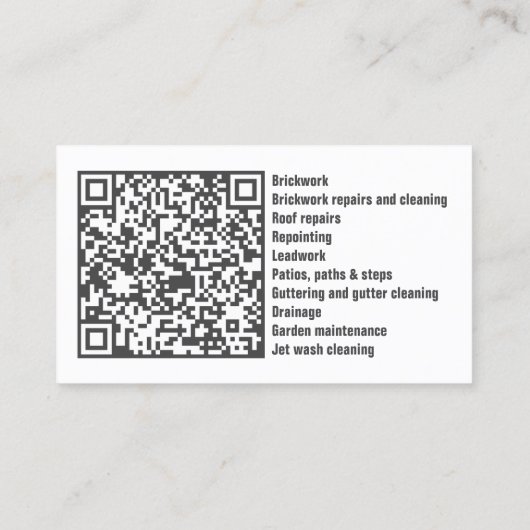 Gebäude Construction Custom Logo QR Code Visitenkarte (Rückseite)