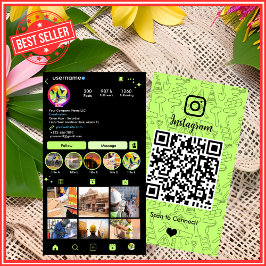 Gebäude Construction Instagram Lime Green QR Visitenkarte