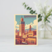 Gebäude der Altstadt von Marrakesch mit Moschee Postkarte (Stehend Vorderseite)