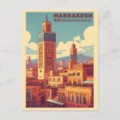 Gebäude der Altstadt von Marrakesch mit Moschee Postkarte (Vorderseite)