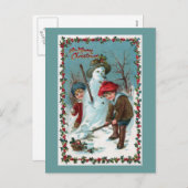 "Gebäude der Snowman" Vintag Feiertagspostkarte (Vorne/Hinten)