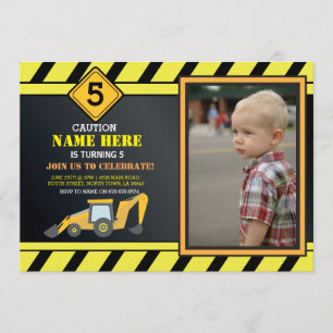 Gebäude Digger Truck Geburtstagsparty Einladung