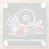 Gebäude eines Motorrads mit Zeichnend Teilen Glasuntersetzer (Rückseite)