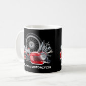 Gebäude eines Motorrads mit Zeichnend Teilen Kaffeetasse (Vorderseite Links)
