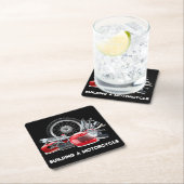 Gebäude eines Motorrads mit Zeichnend Teilen Rechteckiger Pappuntersetzer (Vor Ort)