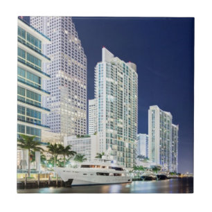 Gebäude entlang dem Miami-Fluss Riverwalk Fliese