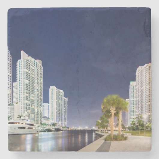 Gebäude entlang dem Miami-Fluss Riverwalk Steinuntersetzer (Vorderseite)