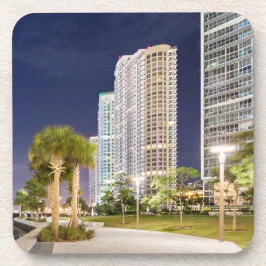 Gebäude entlang dem Miami-Fluss Riverwalk Untersetzer (Vorderseite)