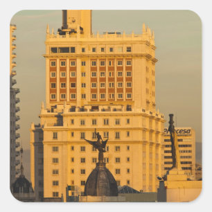 Gebäude entlang der Gran Via und Edificio Espana Quadratischer Aufkleber