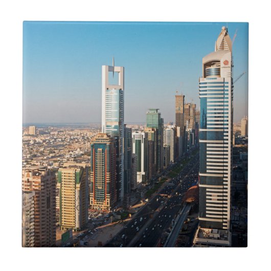 Gebäude entlang der Sheikh Zayed Road, Dubai Fliese (Vorderseite)