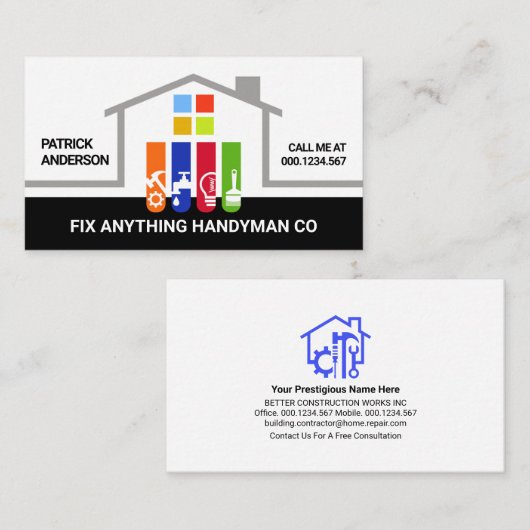 Gebäude Frame Handyman Tools Foundation Visitenkarte (Vorne/Hinten)