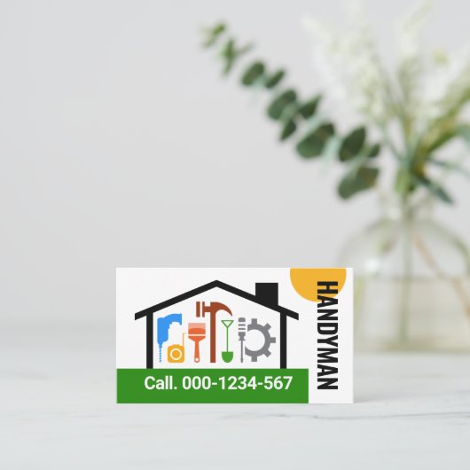 Gebäude Frame Handyman Tools Landscape Visitenkarte (Stehend Vorderseite)