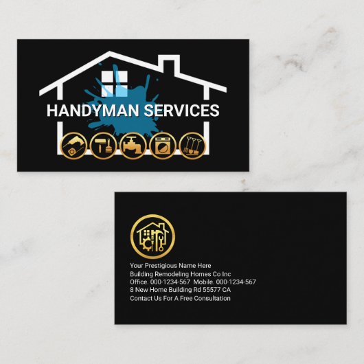 Gebäude Frame Handyman Tools Visitenkarte (Vorne/Hinten)