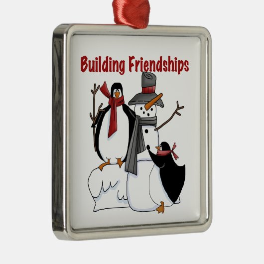 Gebäude Friendships Holidays Snowman Penguins Ornament Aus Metall (Rechts)