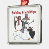 Gebäude Friendships Holidays Snowman Penguins Ornament Aus Metall (Links)