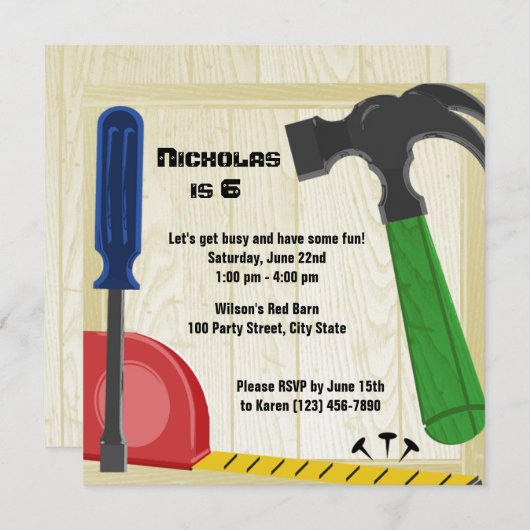 Gebäude Fun Geburtstag Einladung (Vorne/Hinten)