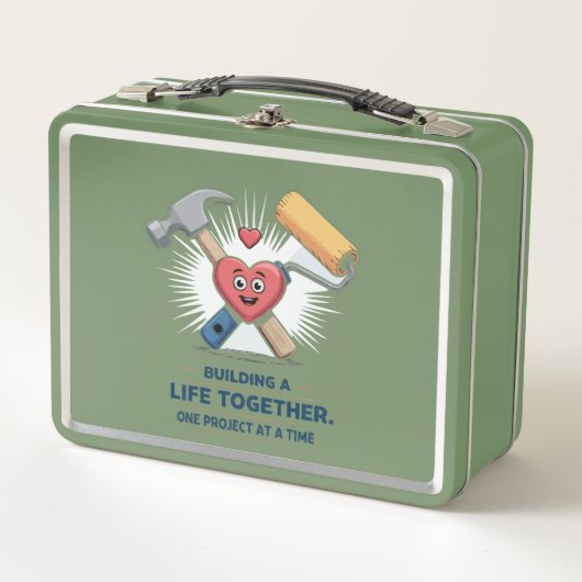 Gebäude für ein gemeinsames Leben | Niedliche DIY Metall Brotdose (Vorderseite)