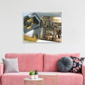 Gebäude Game Metal Letters Typografie-Leinwand Leinwanddruck (Insitu (Wohnzimmer))