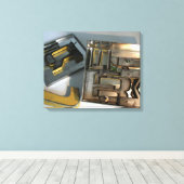 Gebäude Game Metal Letters Typografie-Leinwand Leinwanddruck (Insitu (Holzboden))