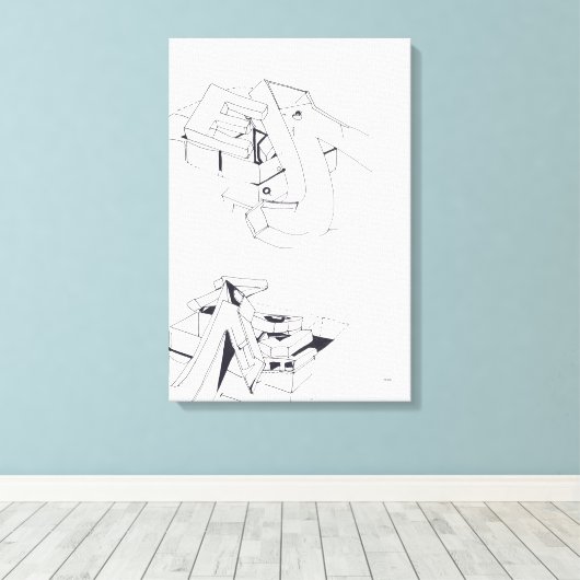 Gebäude Games-verkürzter Brief Zeichnete 10Leinwan Leinwanddruck (Insitu (Holzboden))