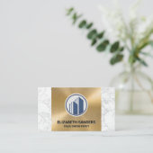 Gebäude Icons | Gold und Marmor Visitenkarte (Stehend Vorderseite)