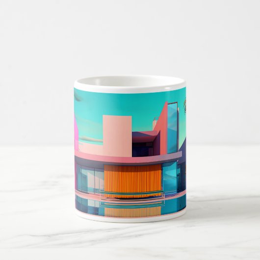 Gebäude im Pop Art Style Kaffeetasse (Mittel)