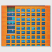 Gebäude in Blau und Orange Geschenkpapier (Flach)