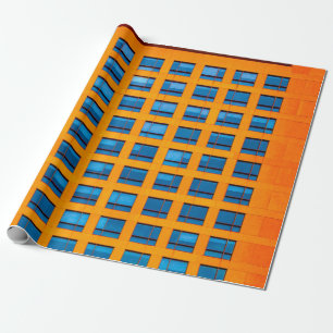 Gebäude in Blau und Orange Geschenkpapier