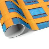 Gebäude in Blau und Orange Geschenkpapier (Rolleneckpunkt)