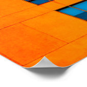 Gebäude in Blau und Orange Poster (Ecke)