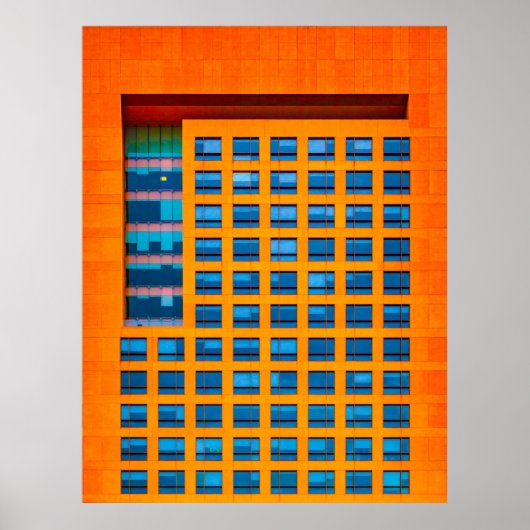 Gebäude in Blau und Orange Poster (Vorne)