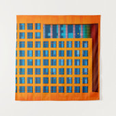 Gebäude in Blau und Orange Wandteppich (Vorderseite (Horizontal))
