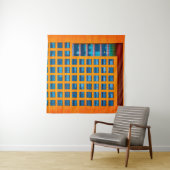 Gebäude in Blau und Orange Wandteppich (Beispiel (Horizontal))