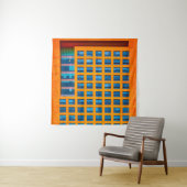 Gebäude in Blau und Orange Wandteppich (Beispiel)
