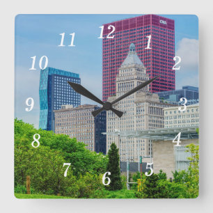 Gebäude in Chicago Wall Clock Quadratische Wanduhr