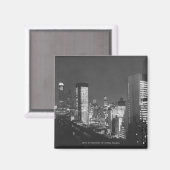 Gebäude in der Nacht B&W, erhöhte Aussicht Magnet (Vorderseite/Rückseite)