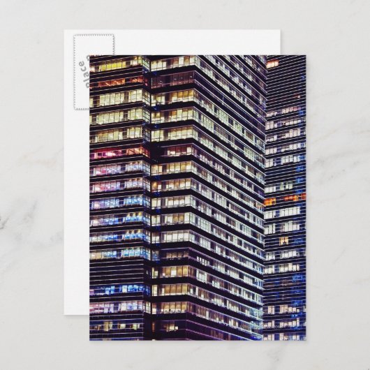 Gebäude in der Nacht, Singapur Postkarte (Vorne/Hinten)