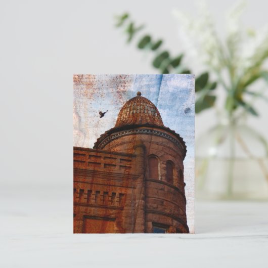 Gebäude in Fort Madison mit rostfreiem Hintergrund Postkarte (Stehend Vorderseite)