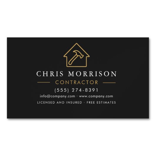 Gebäude-Konstruktion Black Gold Magnetische Visitenkarte (Vorderseite)