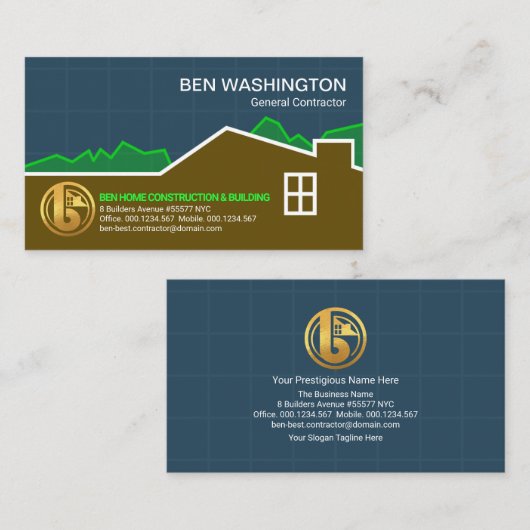 Gebäude Landschaft Grid Lines Bau  Visitenkarte (Vorne/Hinten)