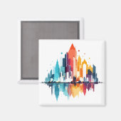 Gebäude Landschaft Moderne Wolkenkratzer Stadtlebe Magnet (Vorderseite/Rückseite)