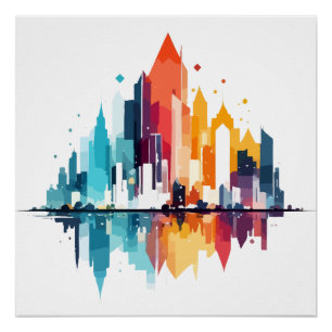 Gebäude Landschaft Moderne Wolkenkratzer Stadtlebe Poster