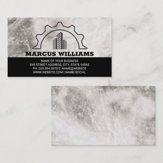 Gebäude-Logo | Marmor Visitenkarte (Vorne/Hinten)