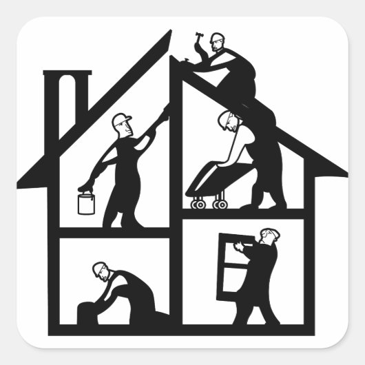 Gebäude-Logo Quadratischer Aufkleber (Vorderseite)