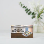 Gebäude | Metall Rivets Wood Visitenkarte (Stehend Vorderseite)