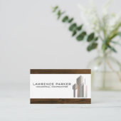 Gebäude Metallisches Logo | Holzschnitt Visitenkarte (Stehend Vorderseite)