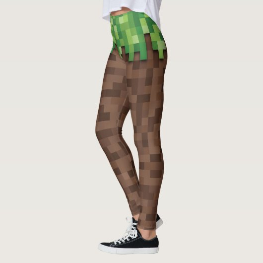 Gebäude Mining Video Game Pixel Grass Dirt Leggings (Links)