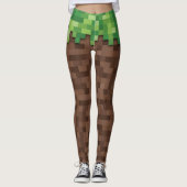 Gebäude Mining Video Game Pixel Grass Dirt Leggings (Vorderseite)